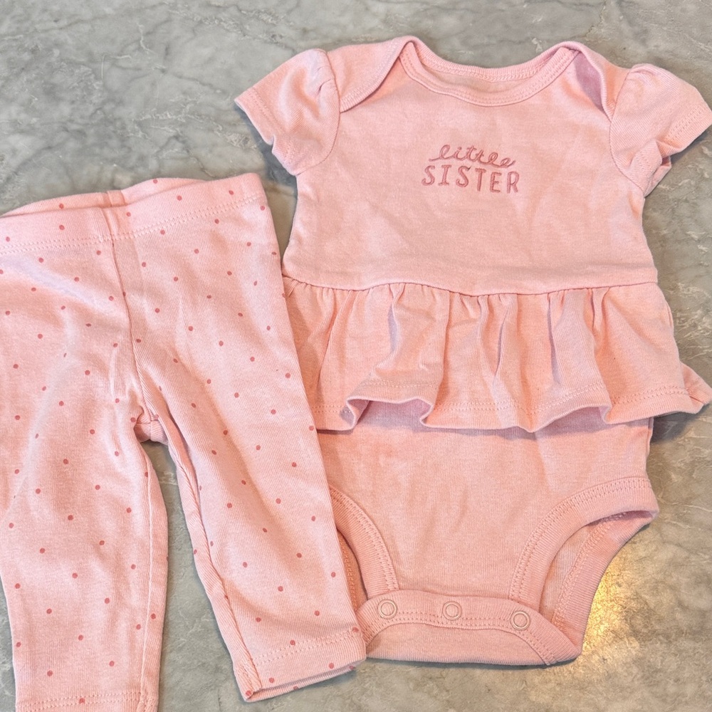 Carter’s Pink Little Sister Baby Outfit- 3 M